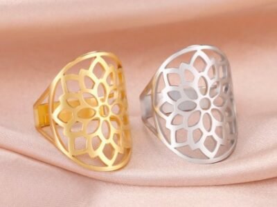 Anillo acero Flor de Loto 2