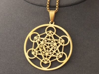 Colgante Cubo de Metatron dorado